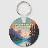 Jasper National Park Alberta Canada Rockies Retro Sleutelhanger (Achterkant)