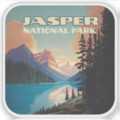 Jasper National Park Alberta Canada Rockies Retro Sticker (Voorkant)