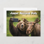 Jasper National Park Beer Moose Selfie Nederland Briefkaart (Voorkant / Achterkant)