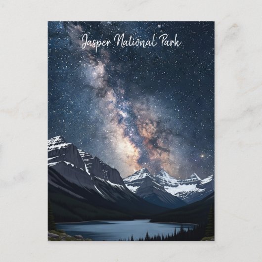 Jasper National Park Canada bij nacht Briefkaart (Voorkant)