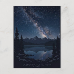 Jasper National Park Canada Nachthemel Ansichtkaar Feestdagenkaart