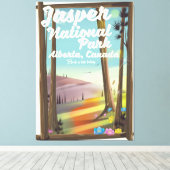 Jasper National Park, Canada reisposter Canvas Afdruk (Insitu (Houten vloer))