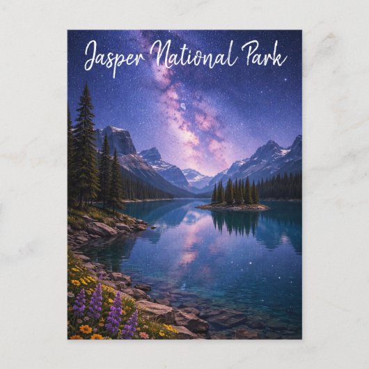 Jasper National Park Canada 's Nachts Briefkaart (Voorkant)