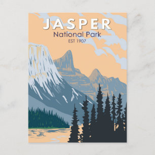 Jasper National Park Canada Travel Art  Briefkaart