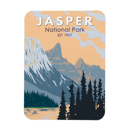 Jasper National Park Canada Travel Art  Magneet (Verticaal)
