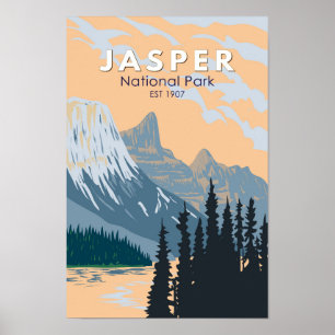 Jasper National Park Canada Travel Art  Poster