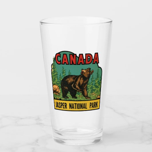 Jasper National Park Canada Vintage Travel Pint Glas (Voorkant)