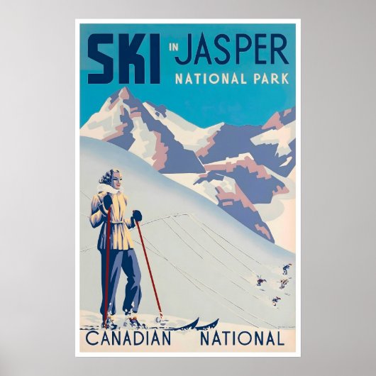 Jasper National Park Kunst Canada Ski Poster (Voorkant)