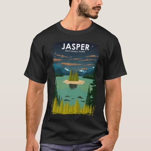 Jasper National Park  Minimal Retro Reizen T-shirt (Voorkant)