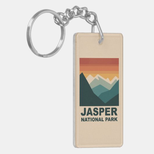 Jasper National Park Minimalist Outdoor Design Sleutelhanger (Voorkant Links)