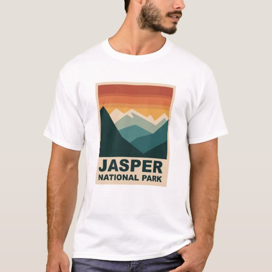 Jasper National Park Minimalist Outdoor Design T-shirt (Voorkant)