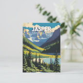 Jasper National Park Nostalgic Travel Poster Briefkaart (Staand voorkant)