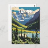 Jasper National Park Nostalgic Travel Poster Briefkaart (Voorkant / Achterkant)