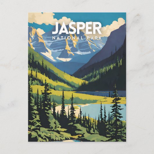 Jasper National Park Nostalgic Travel Poster Briefkaart (Voorkant)