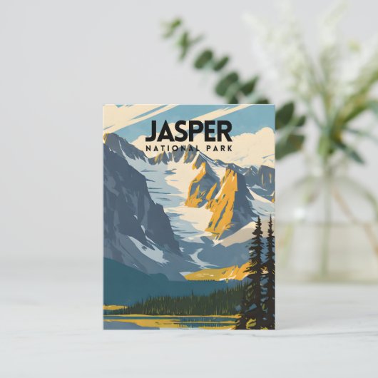 Jasper National Park Nostalgische Retro Travel Pos Briefkaart (Staand voorkant)