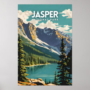 Jasper National Park Nostalgische vintage reiskuns Poster