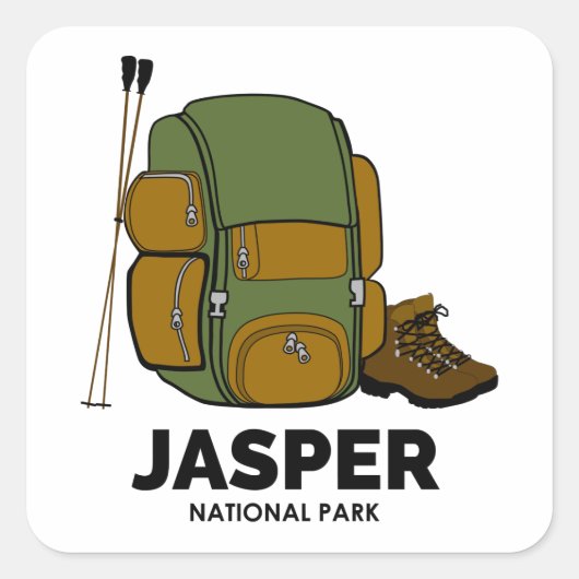 Jasper National Park-rugzak Vierkante Sticker (Voorkant)