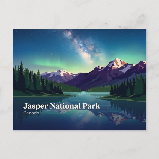 Jasper National Park 's nachts Canada Briefkaart (Voorkant)