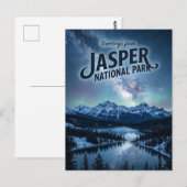 Jasper National Park 's nachts Canada Briefkaart (Voorkant / Achterkant)