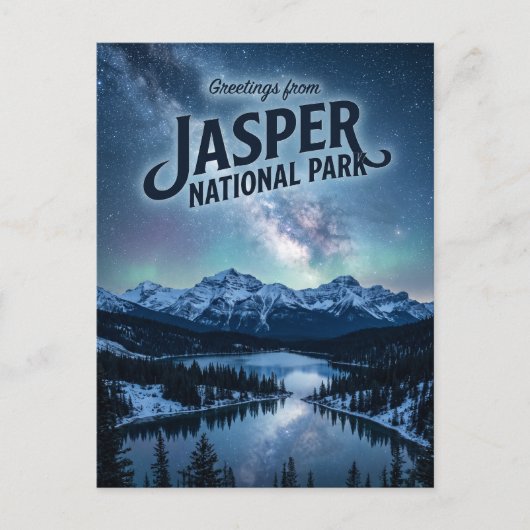 Jasper National Park 's nachts Canada Briefkaart (Voorkant)