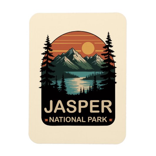 Jasper National Park Vintage Bergontwerp Magneet (Verticaal)