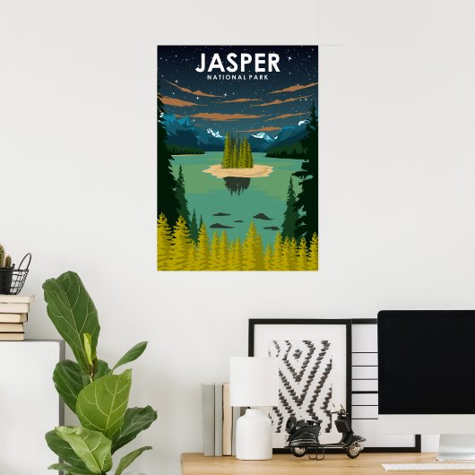 Jasper National Park Vintage Travel Poster (Thuiskantoor)