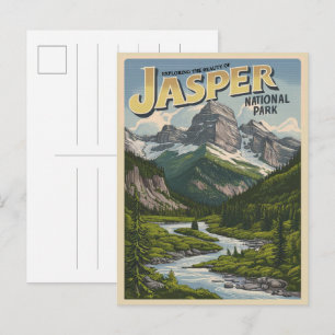 Jasper Nationla park alberta canada vintage gesche Briefkaart