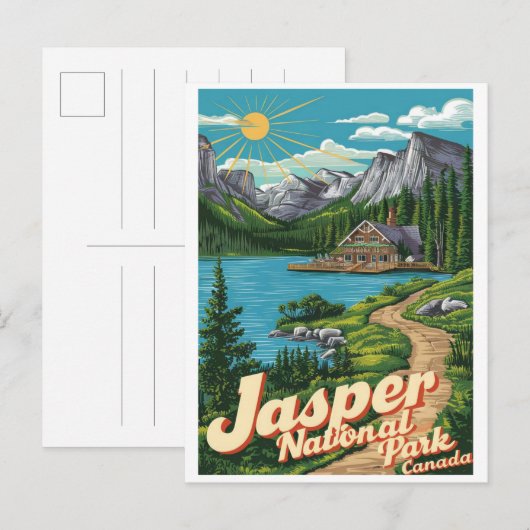 Jasper Nationla park alberta canada vintage gesche Briefkaart (Voorkant / Achterkant)