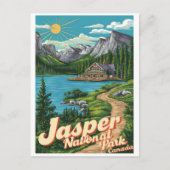 Jasper Nationla park alberta canada vintage gesche Briefkaart (Voorkant)
