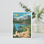 Jasper Nationla park alberta canada vintage gesche Briefkaart (Staand voorkant)