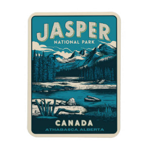 Jasper Nationla park alberta canada vintage gesche Magneet