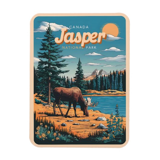 Jasper Nationla park alberta canada vintage gesche Magneet (Verticaal)