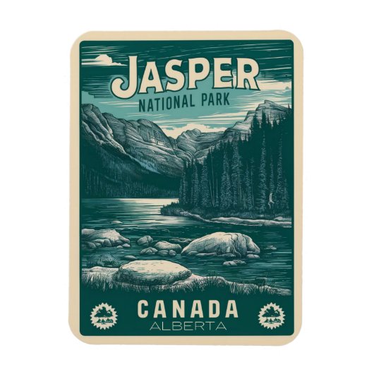 Jasper Nationla park alberta canada vintage gesche Magneet (Verticaal)