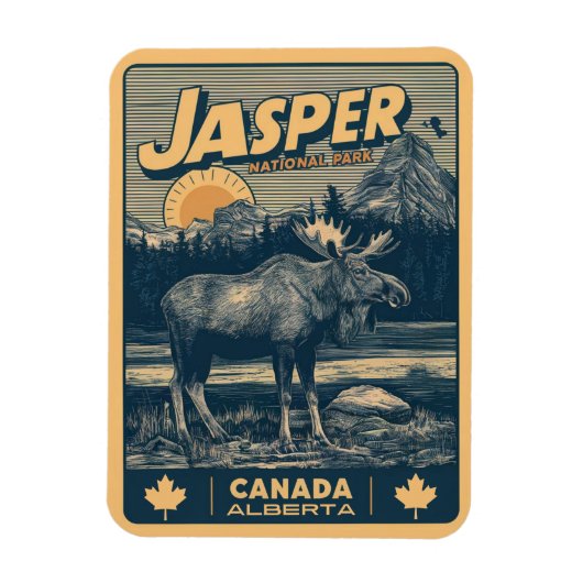 Jasper Nationla park alberta canada vintage gesche Magneet (Verticaal)