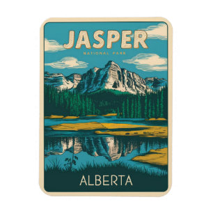 Jasper Nationla park alberta canada vintage gesche Magneet