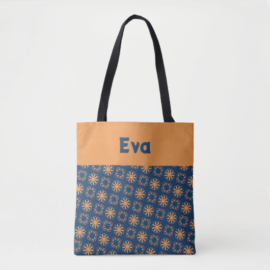 Jasper Sinaasappel en Ateneo Blauw Bloempatroon Tote Bag (Voorkant)