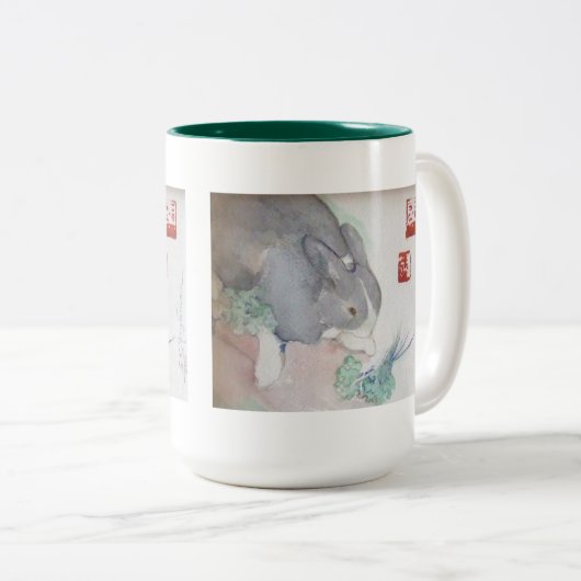 Jasper the Bunny Two-tone Mok - Green (Voorkant rechts)