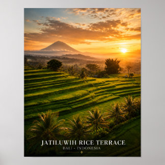 Jatiluwih Rijstterrassen Bali Zonsondergang Poster