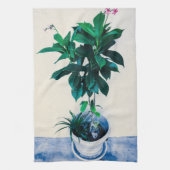 Jatropha-Plant in natuurlijk groen Theedoek (Verticaal)