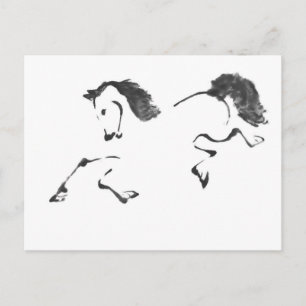 Jaunt - Horse Sumi-e Painting Briefkaart
