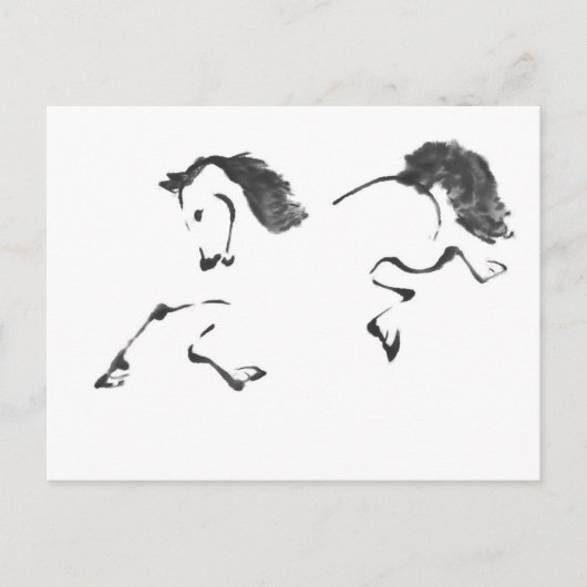 Jaunt - Horse Sumi-e Painting Briefkaart (Voorkant)
