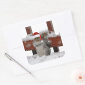 Jaunty Eekhoorn met Santa Hat Vakantie Sticker (Envelop)