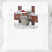 Jaunty Eekhoorn met Santa Hat Vakantie Sticker (Tas)