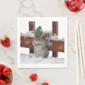 Jaunty Elf Squirrel met Candy Cane Napkins Servet (Insitu)
