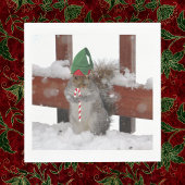 Jaunty Elf Squirrel met Candy Cane Napkins Servet
