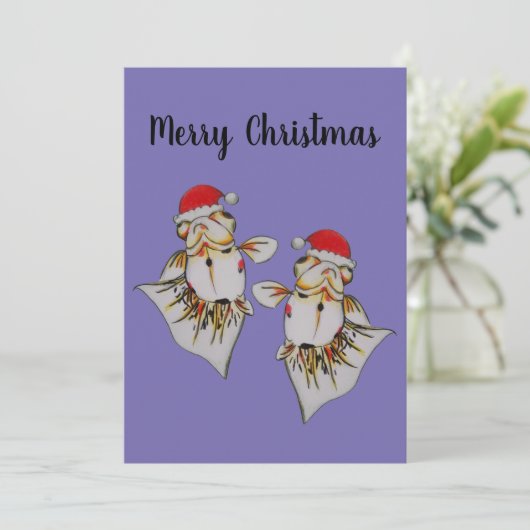 Jaunty Santa Hat Goldfish kerstkaart Kaart (Staand voorkant)