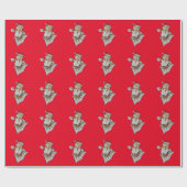 Jaunty Santa Hat Goldfish kerstwerkpapier Cadeaupapier (Vlak)
