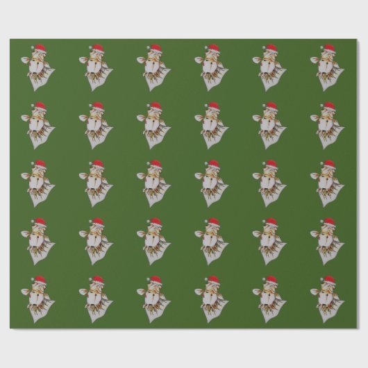 Jaunty Santa Hat Goldfish kerstwerkpapier Cadeaupapier (Vlak)