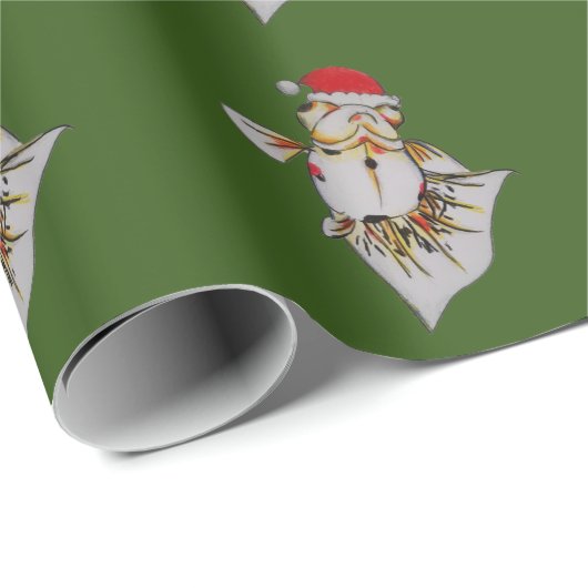 Jaunty Santa Hat Goldfish kerstwerkpapier Cadeaupapier (Rol Hoek)