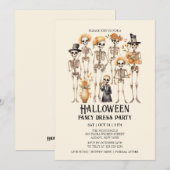 Jaunty Skeleton Familie Portret Halloween Party Kaart (Voorkant / Achterkant)